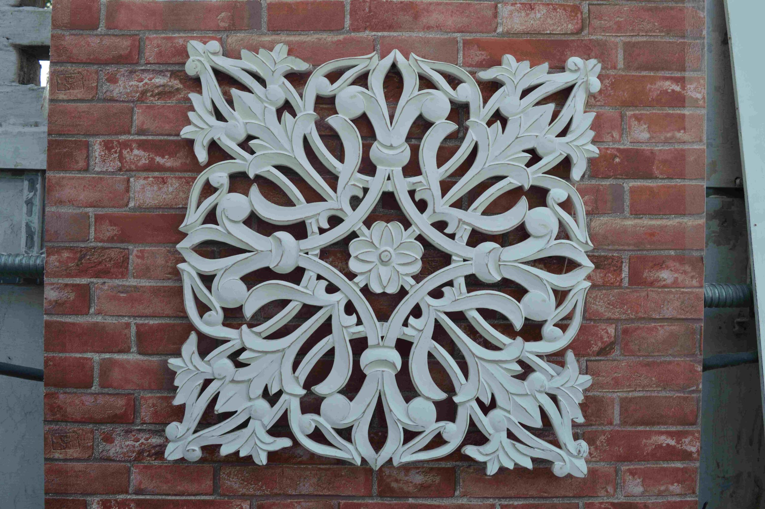 Elegant Floral Metal Wall Art With White Decorative Panel