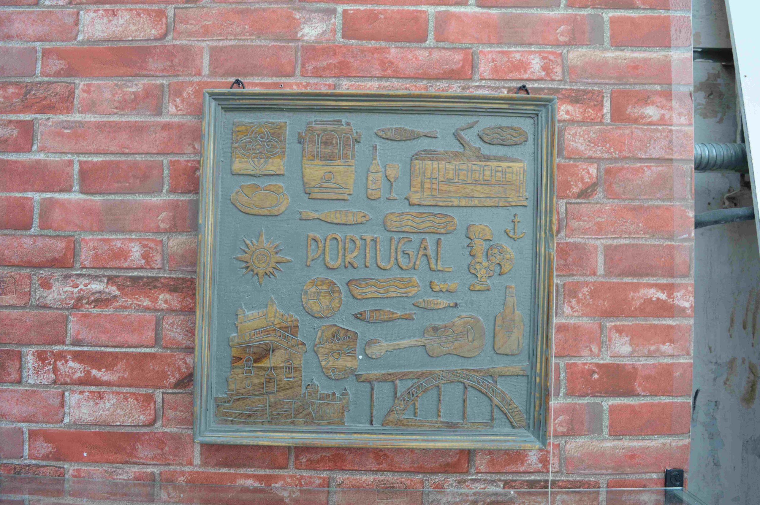 Handcrafted Wooden Wall Hanging Frame with Portugal Theme Design