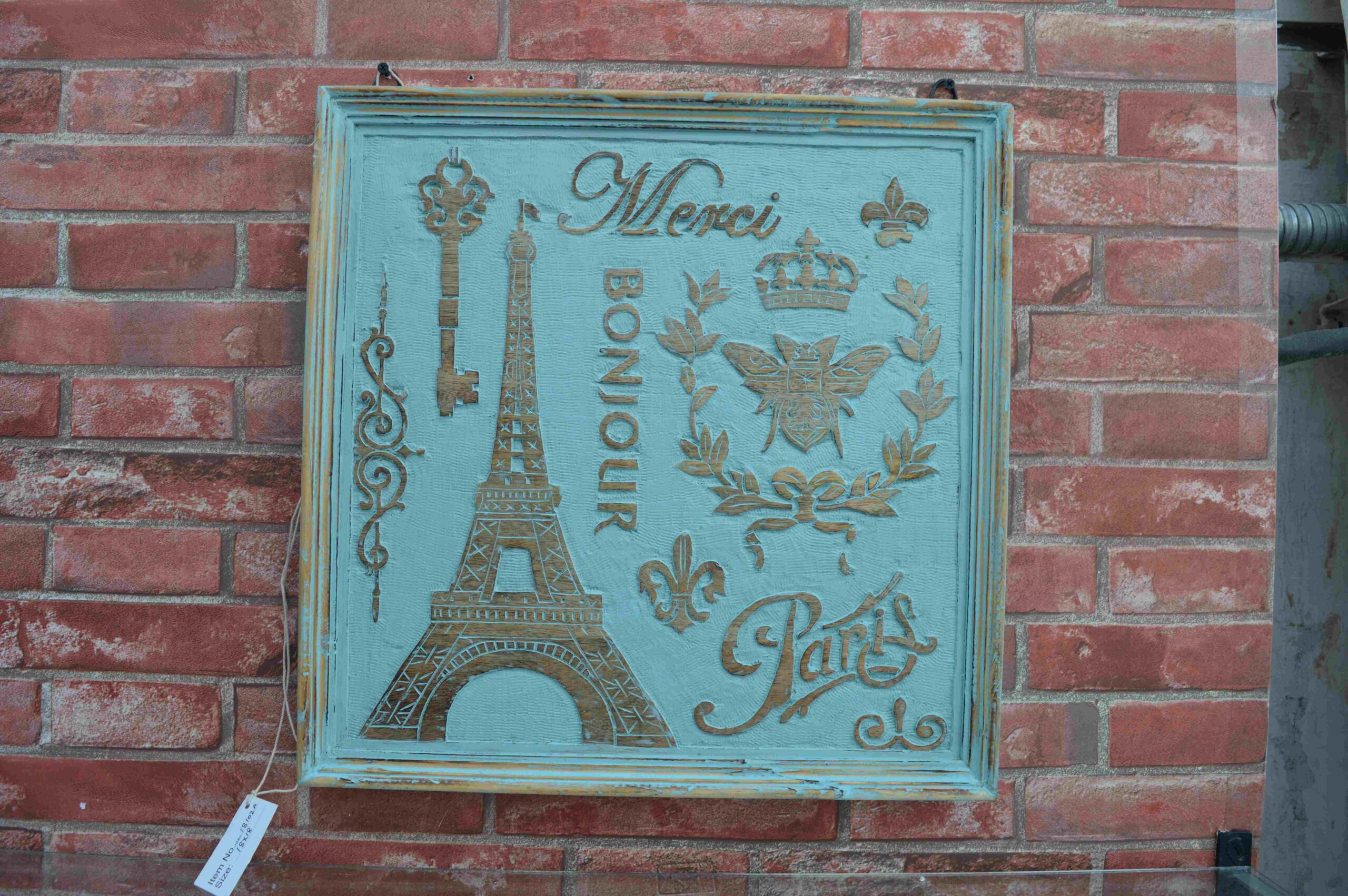 Handcrafted Wooden Wall Hanging Frame with Parisian Theme Design
