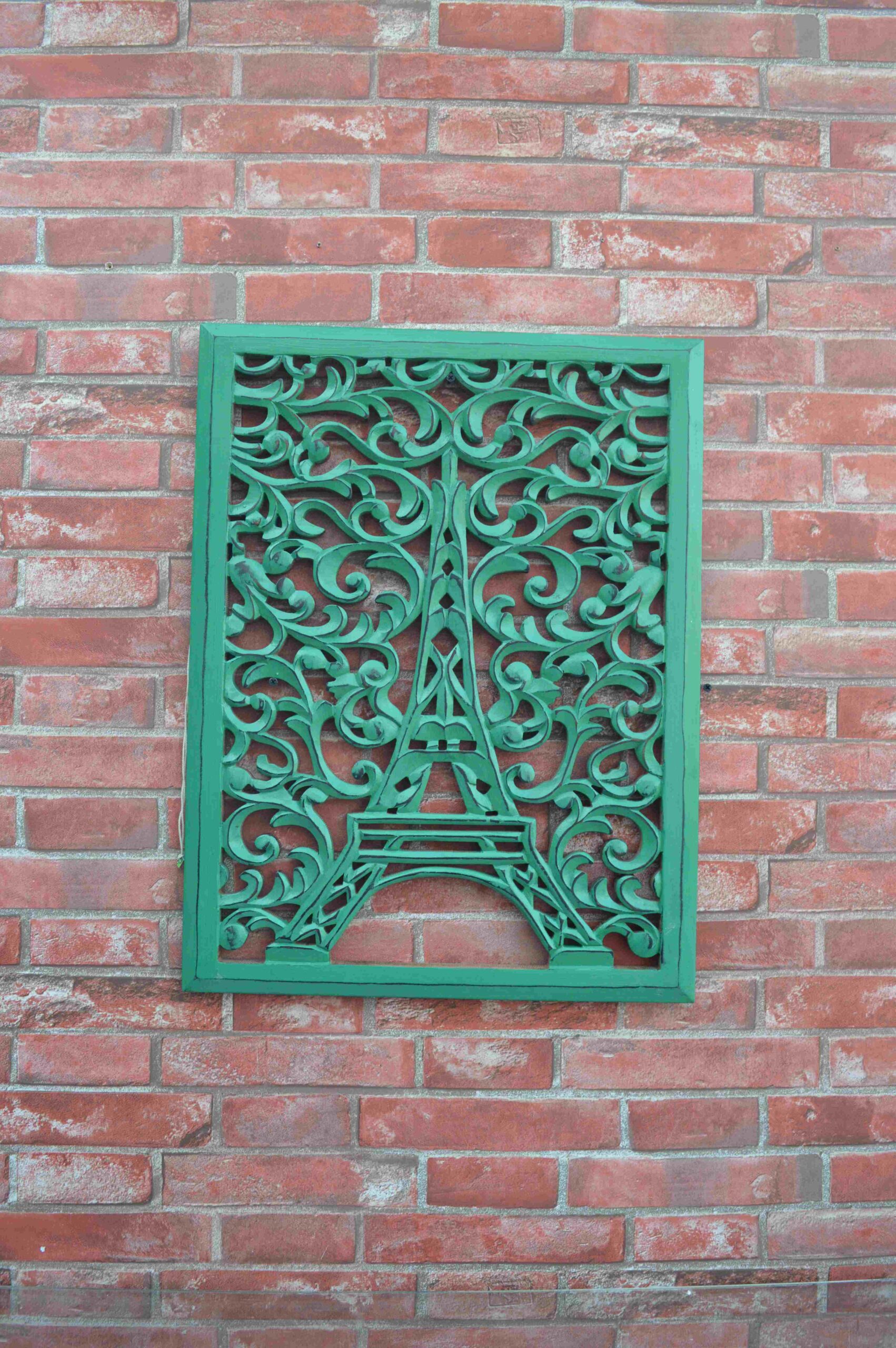 Handcrafted Wooden Wall Hanging Frame with Eiffel Tower Design