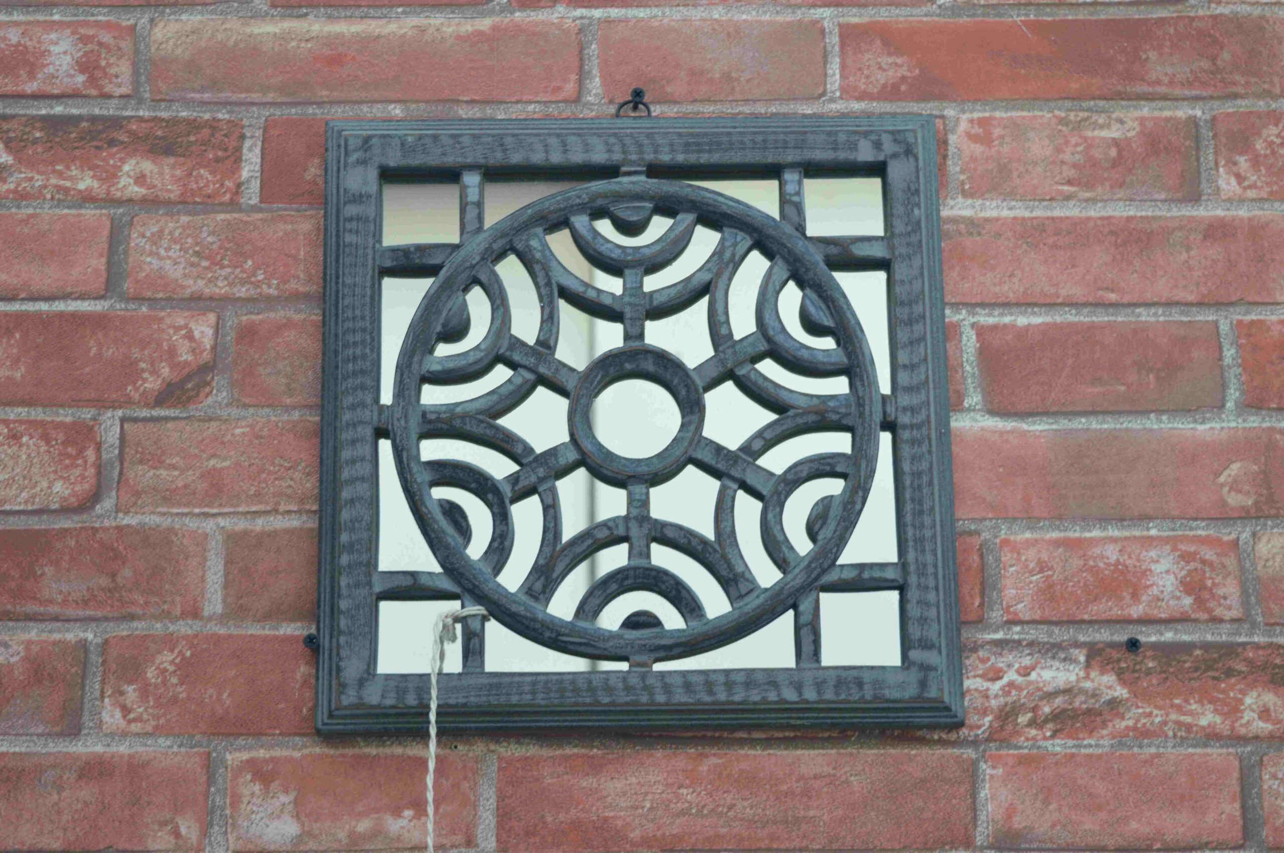 Handcrafted Wooden Wall Hanging Frame with Circular Geometric Design & Mirror Work