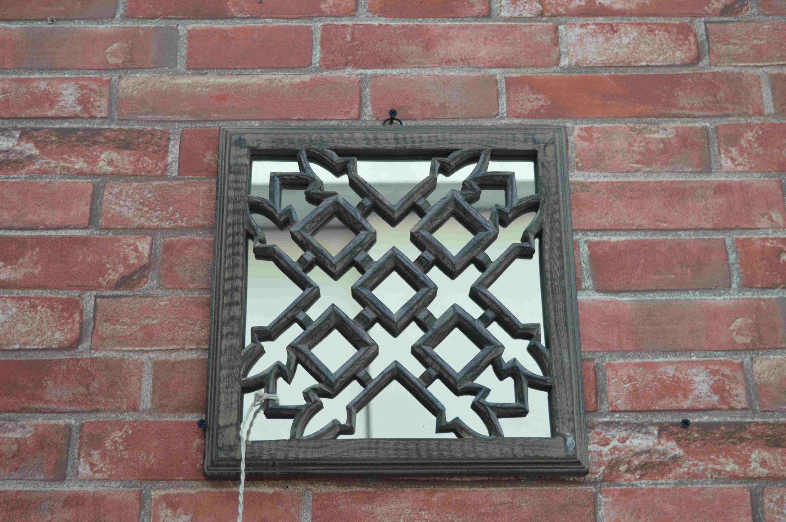 Handcrafted Wooden Wall Hanging Decorative Frame With Geometric Pattern & Mirror Inlay