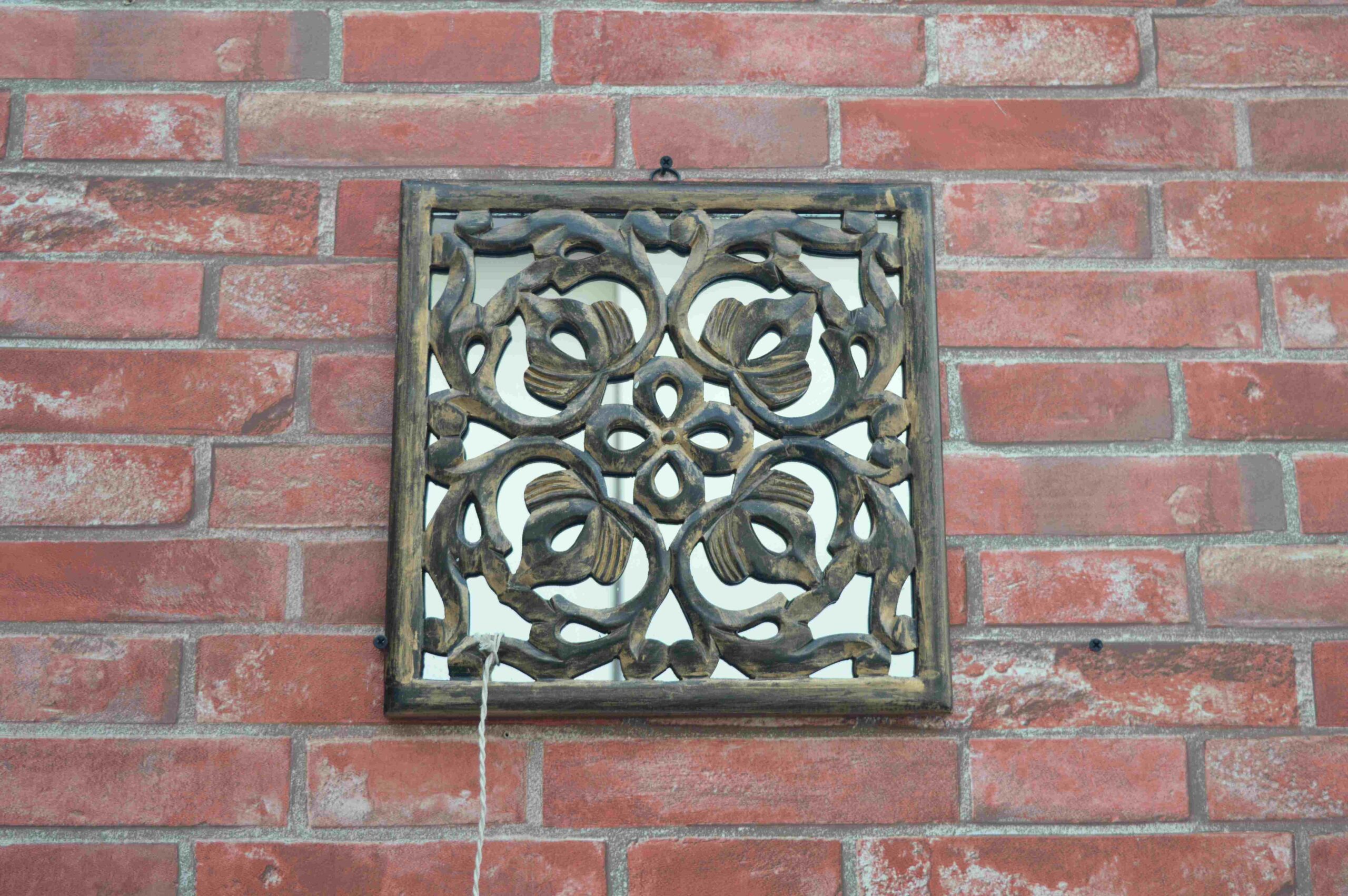 Handcrafted Wooden Square Floral Wall Panel