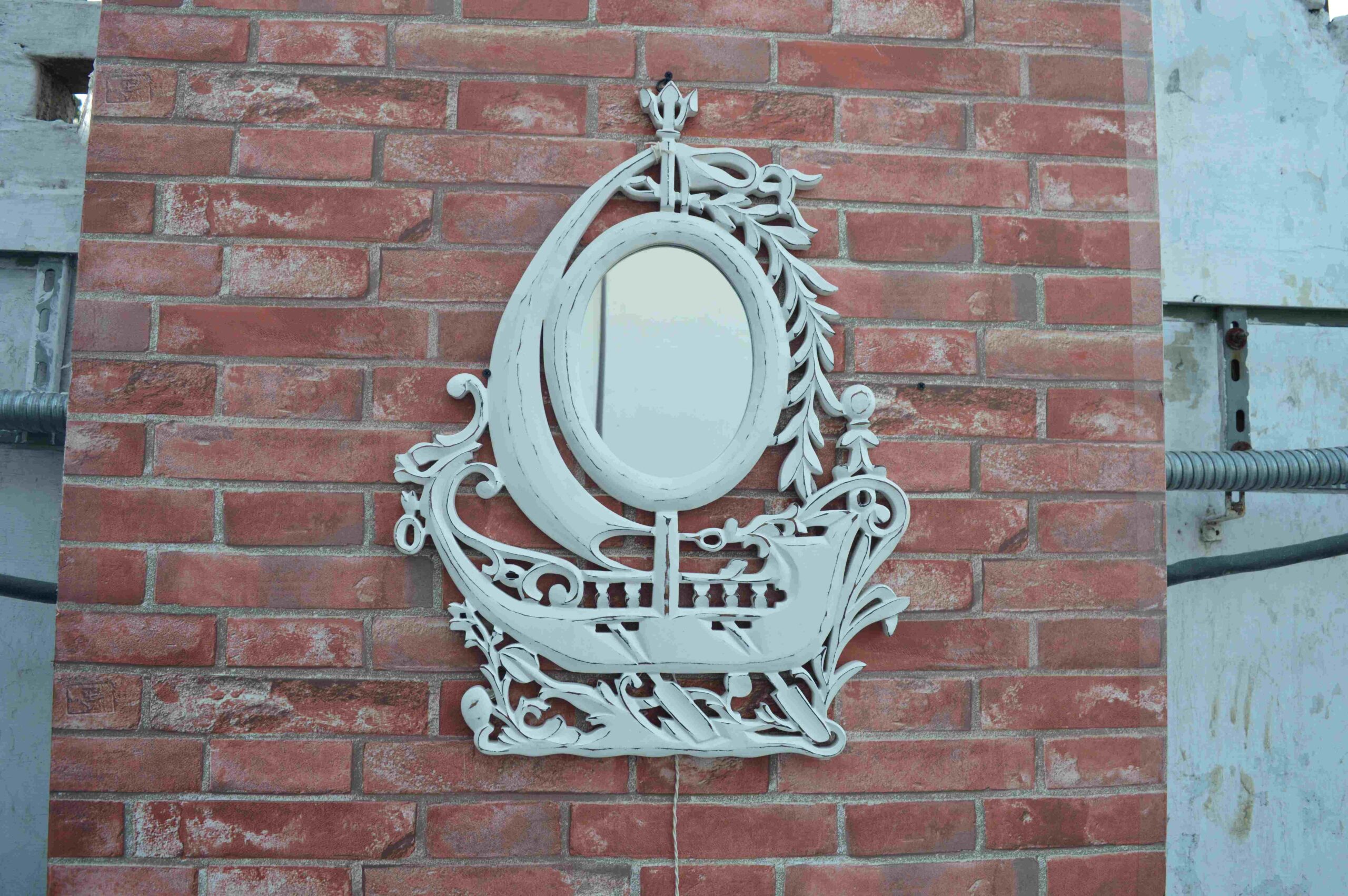 Antique White Ornate Wall Mirror