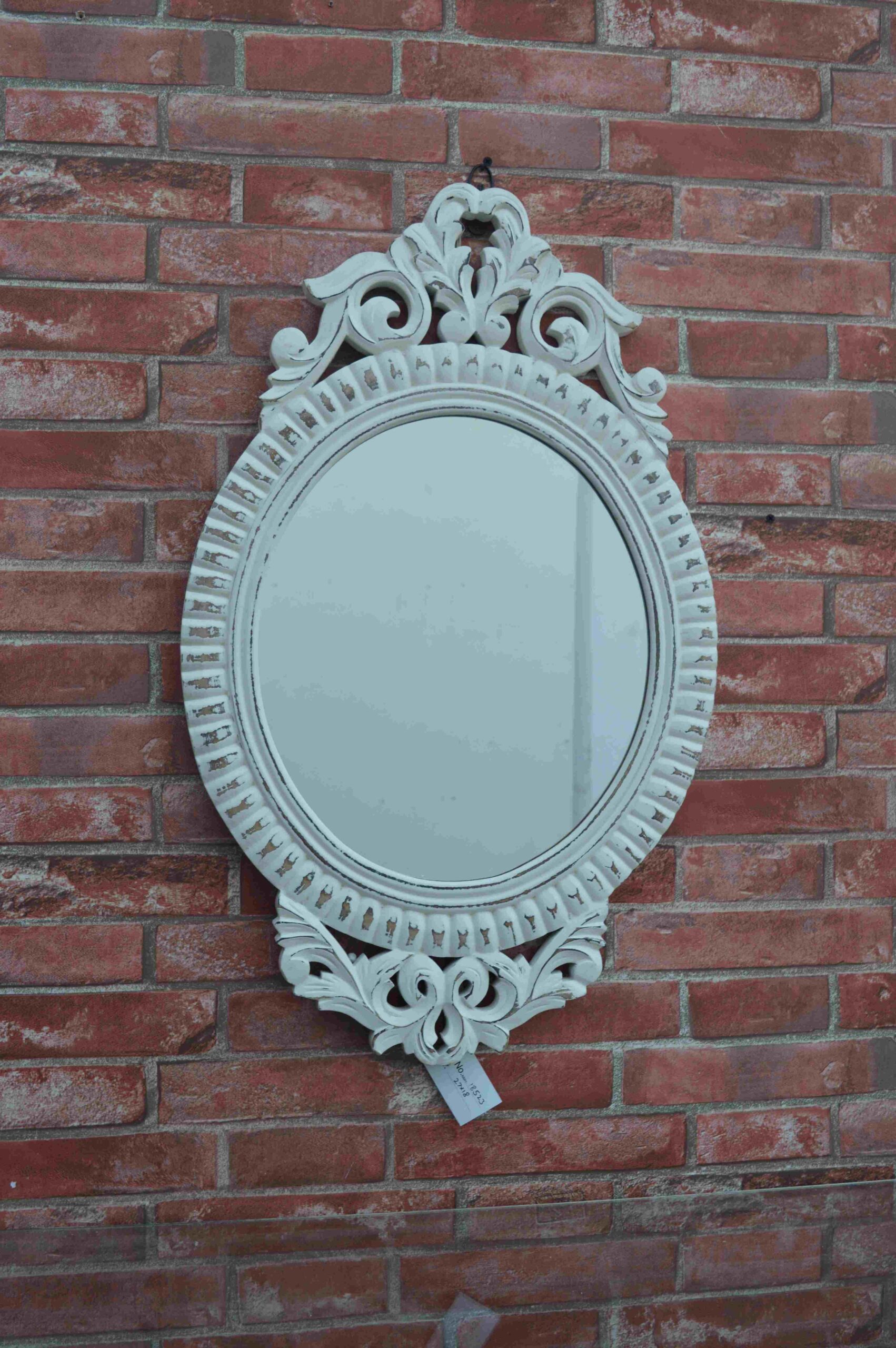 Vintage White Oval Decorative Wall Mirror