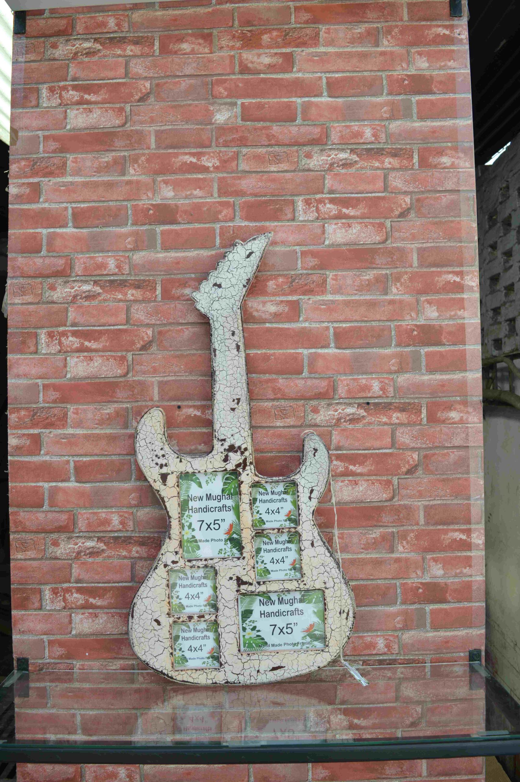Guitar-Shaped Wooden Multi Photo Frame