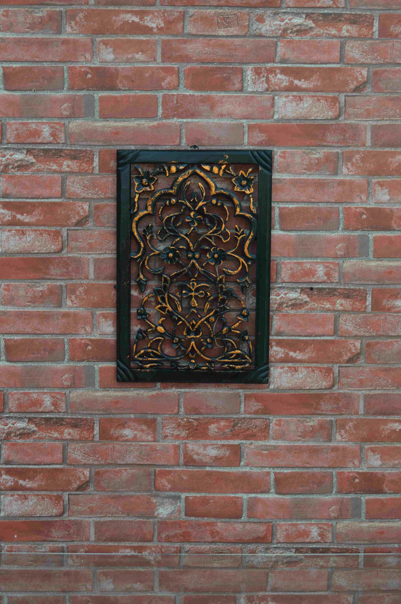 Handcrafted Wooden Wall Panel With Antique Floral Pattern