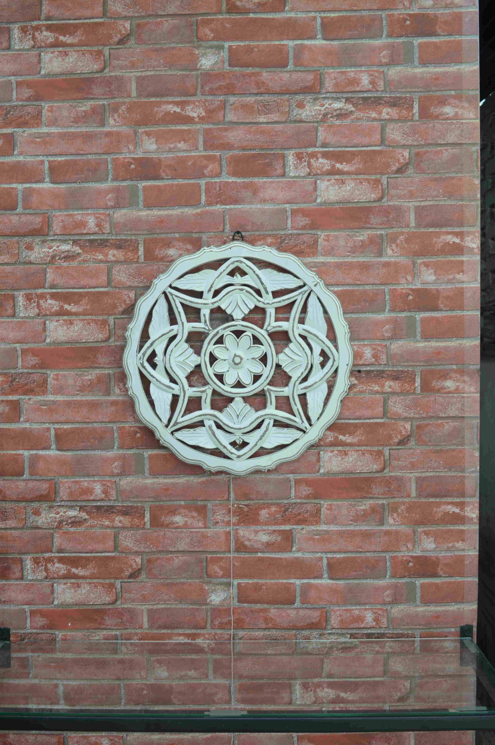 Round Wooden Wall Panel With Floral Mandala Design