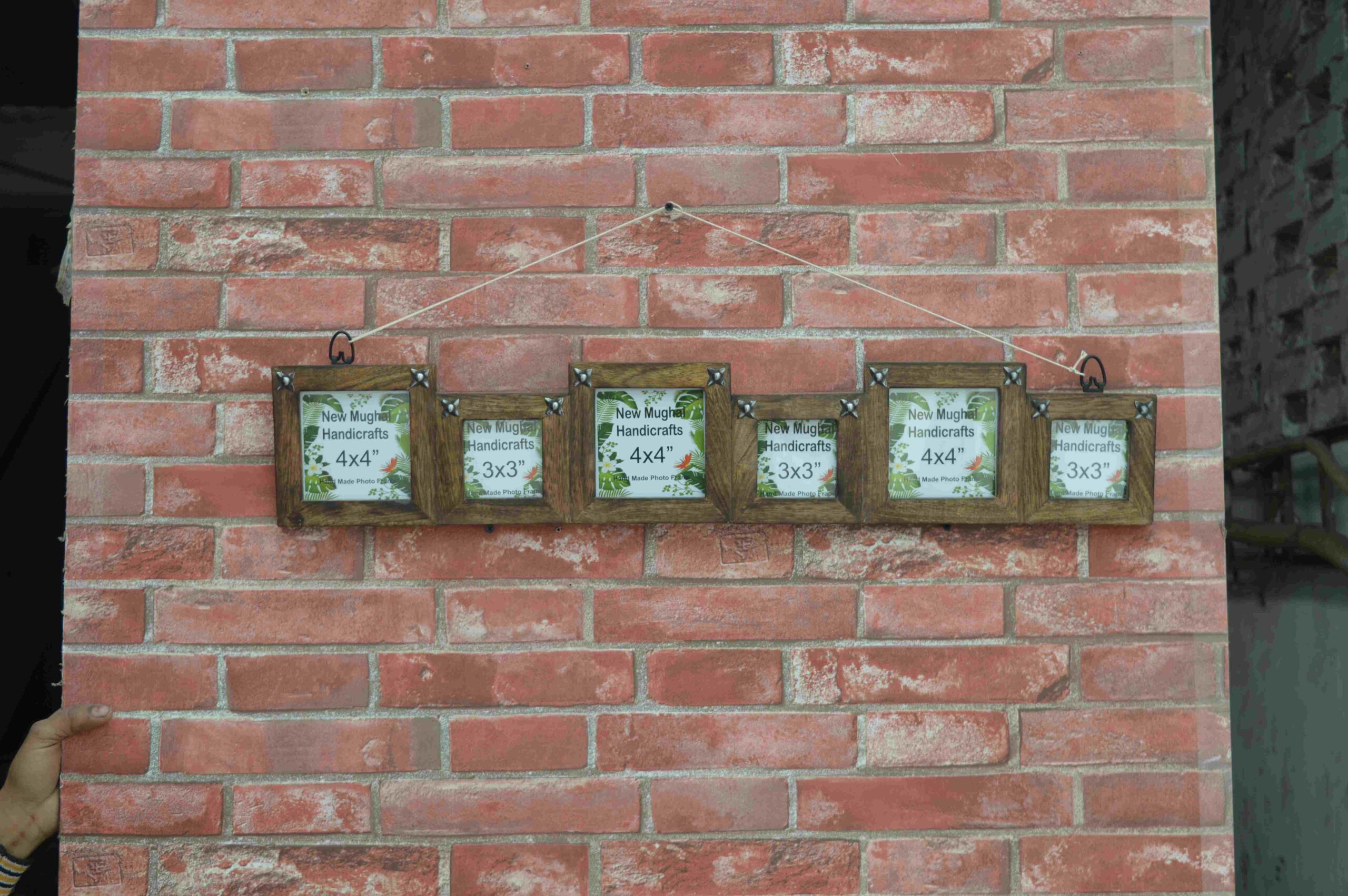 Rustic Wooden Hanging Multi Photo Frame 6X1