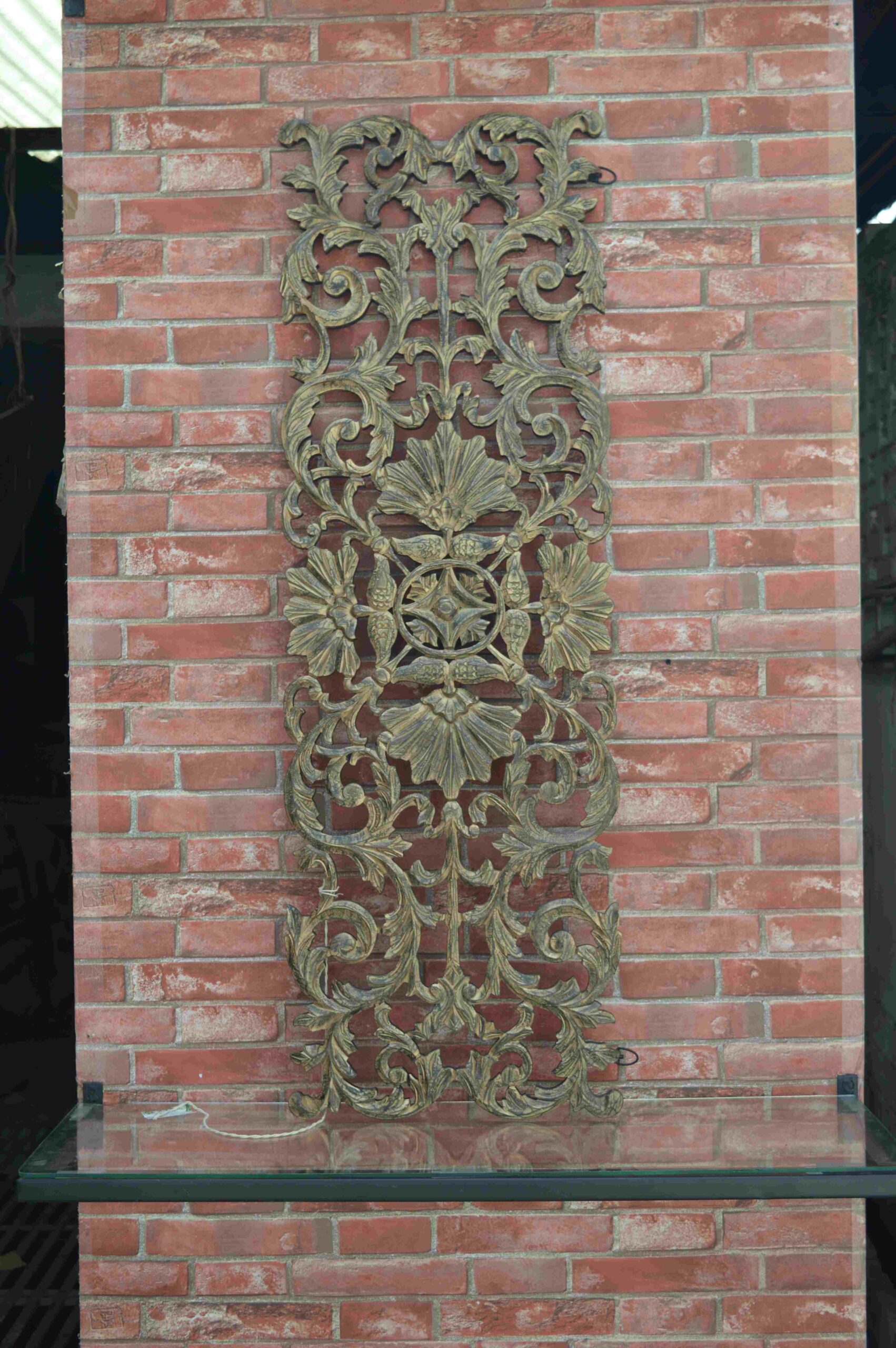 Handcrafted Vertical Ornamental Wall Panel with Leaf & Floral Motifs