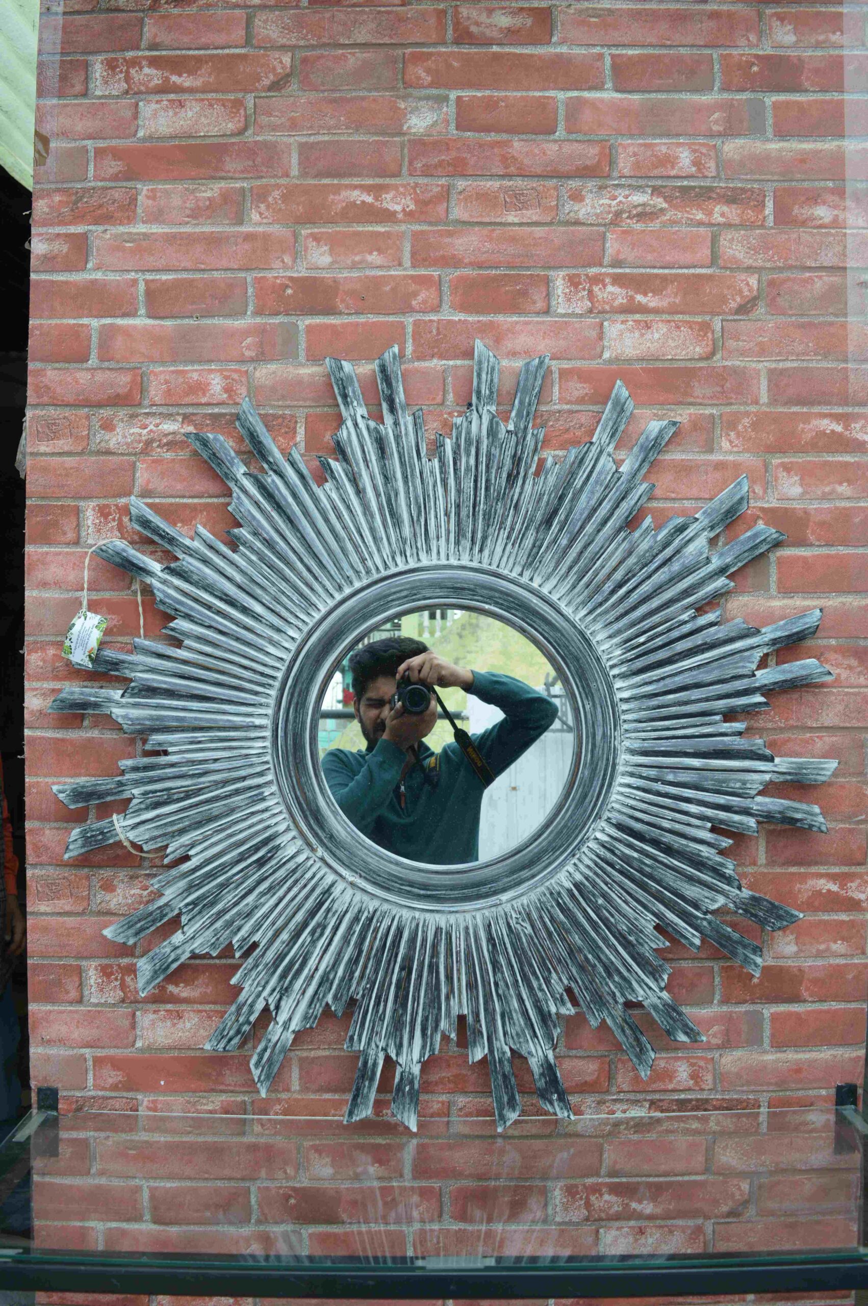 Handcrafted Sunburst Wall Mirror With Vintage Artistic Design