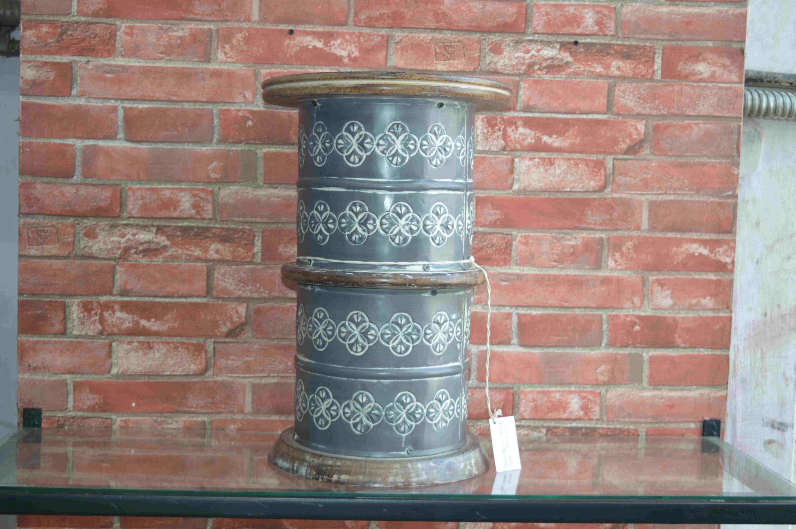 Handcrafted Round Accent Side Table with Antique Design