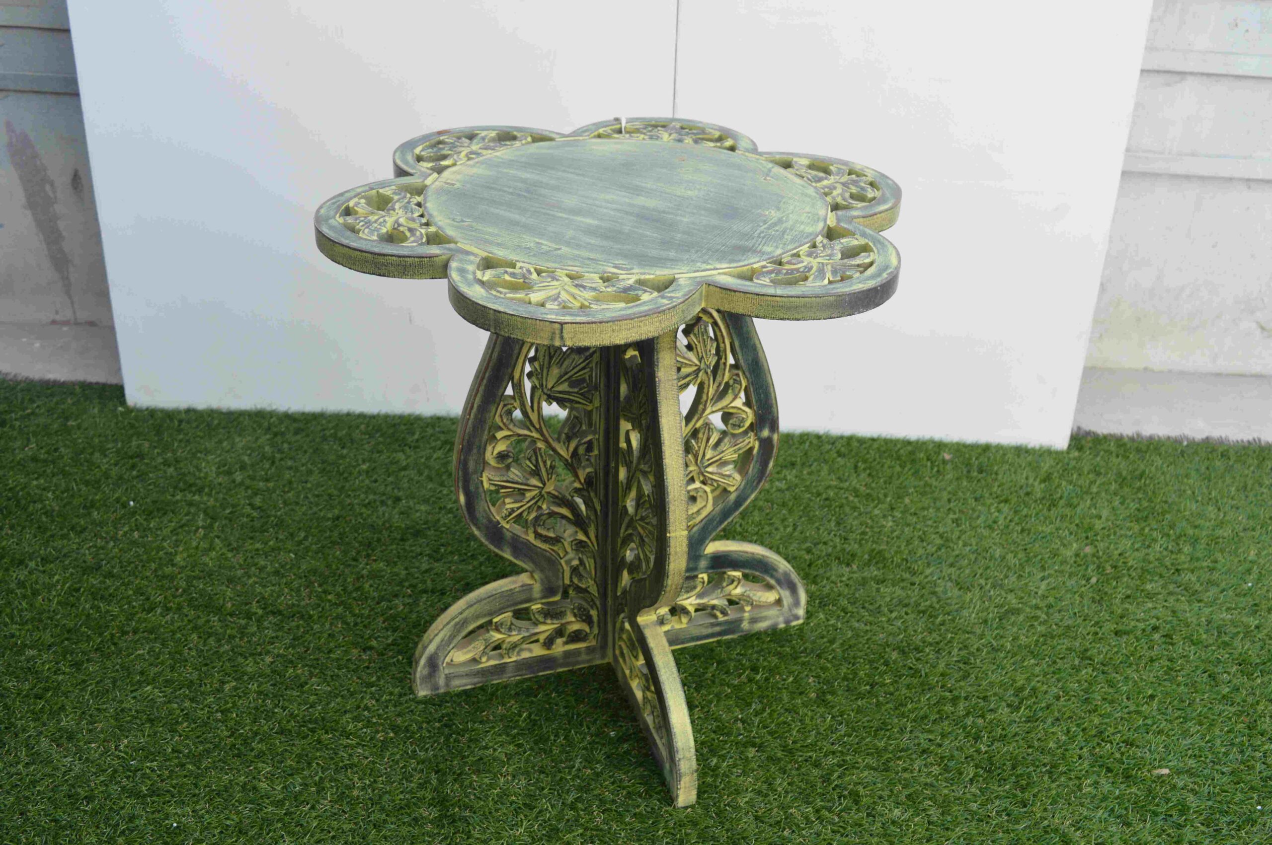 Floral Design Wooden Side Table