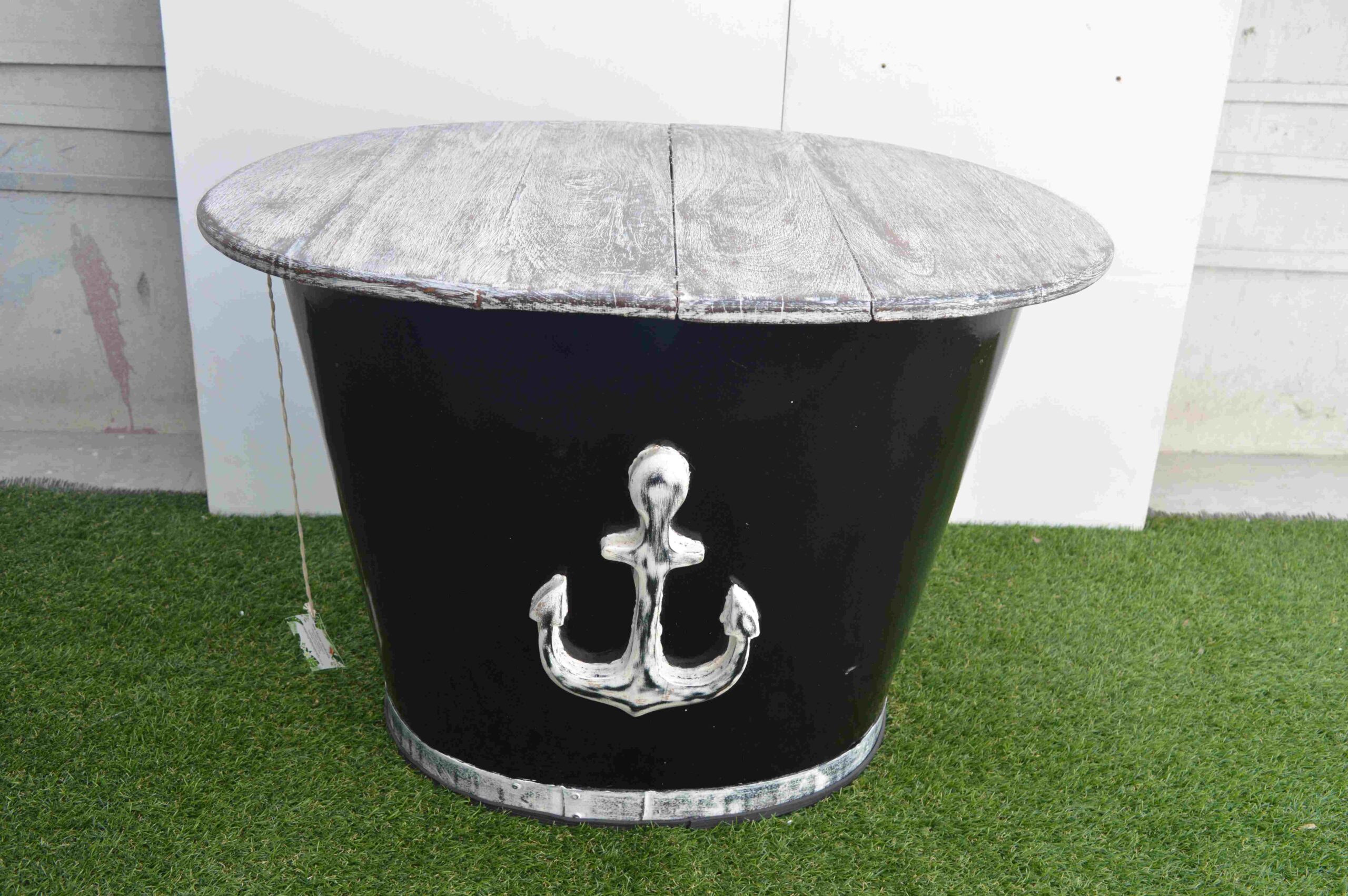 Nautical Anchor Design Wooden Storage Table