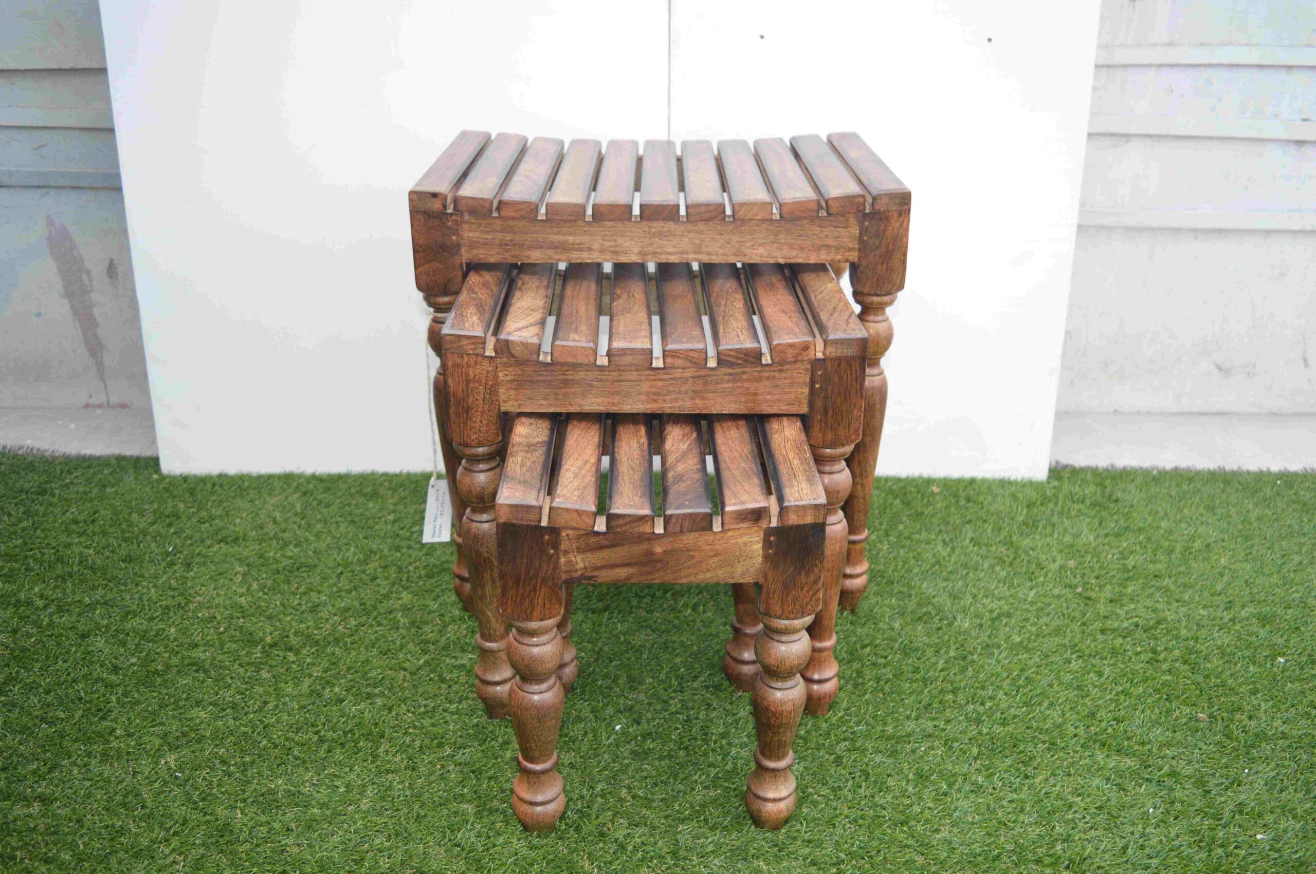 Handcrafted Wooden Nesting Stools Rustic & Space-Saving Design