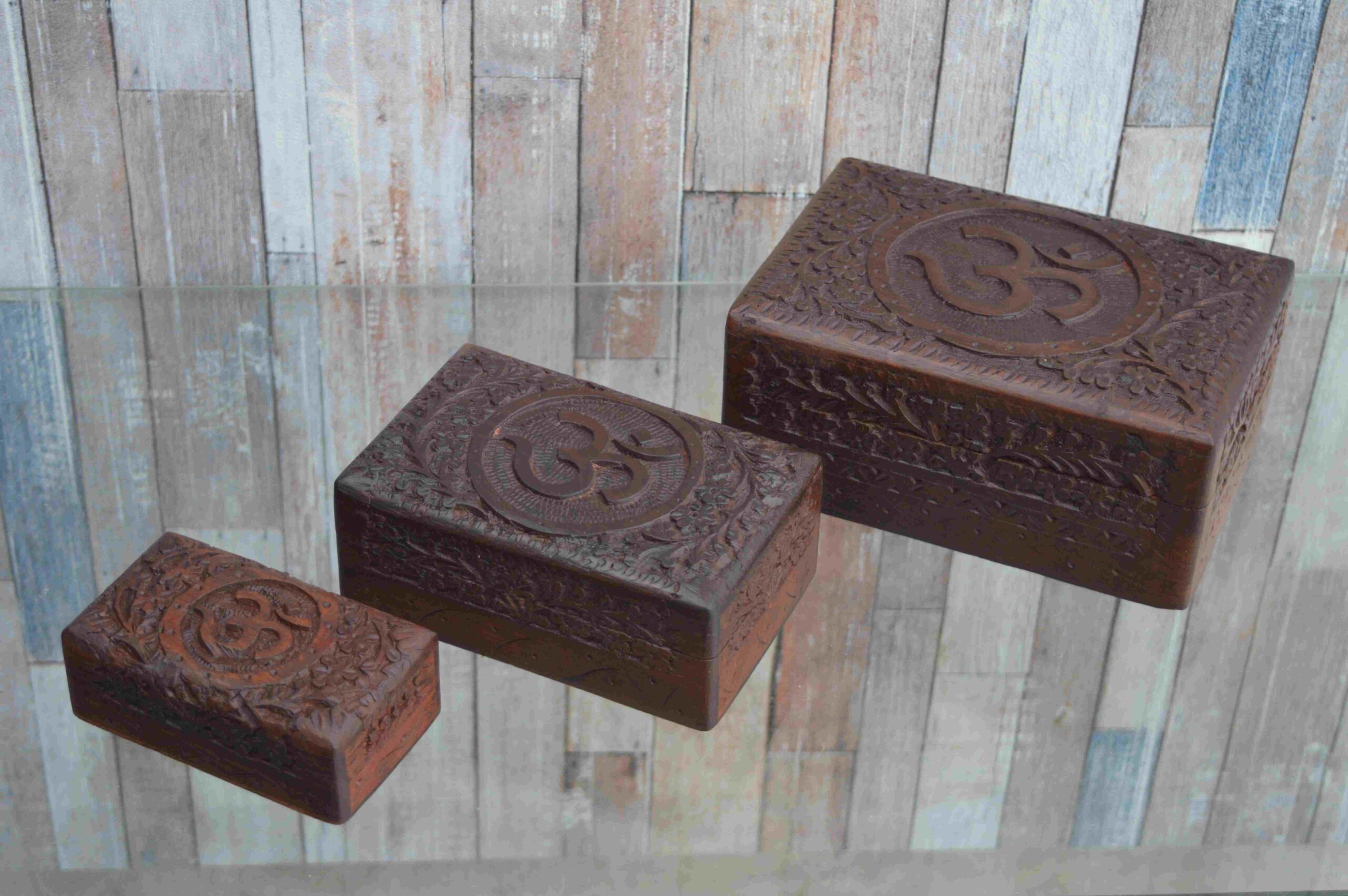 Handcrafted Wooden Om Carved Jewellrey Box