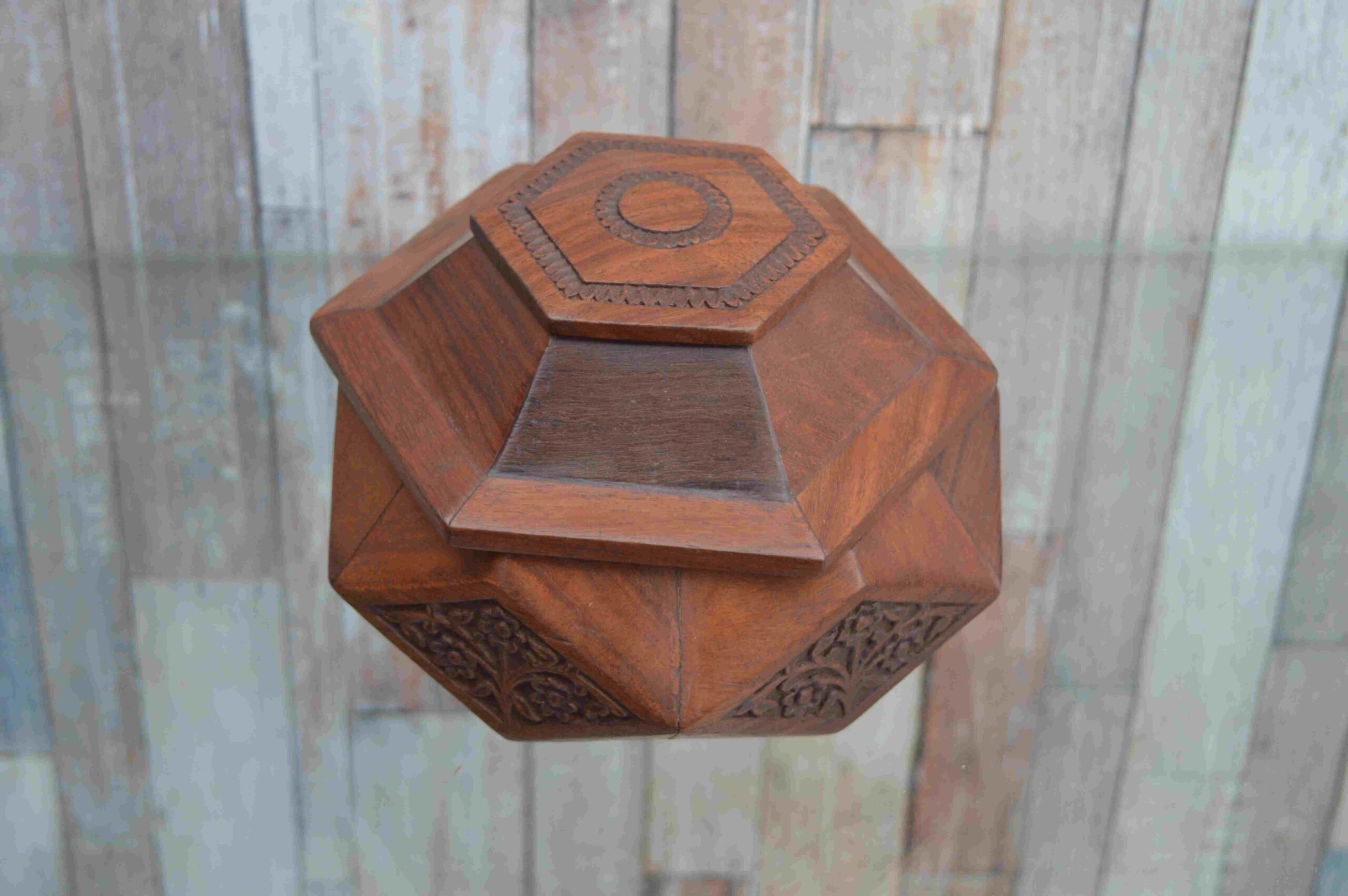 Handcrafted Wooden Round Decorative Box