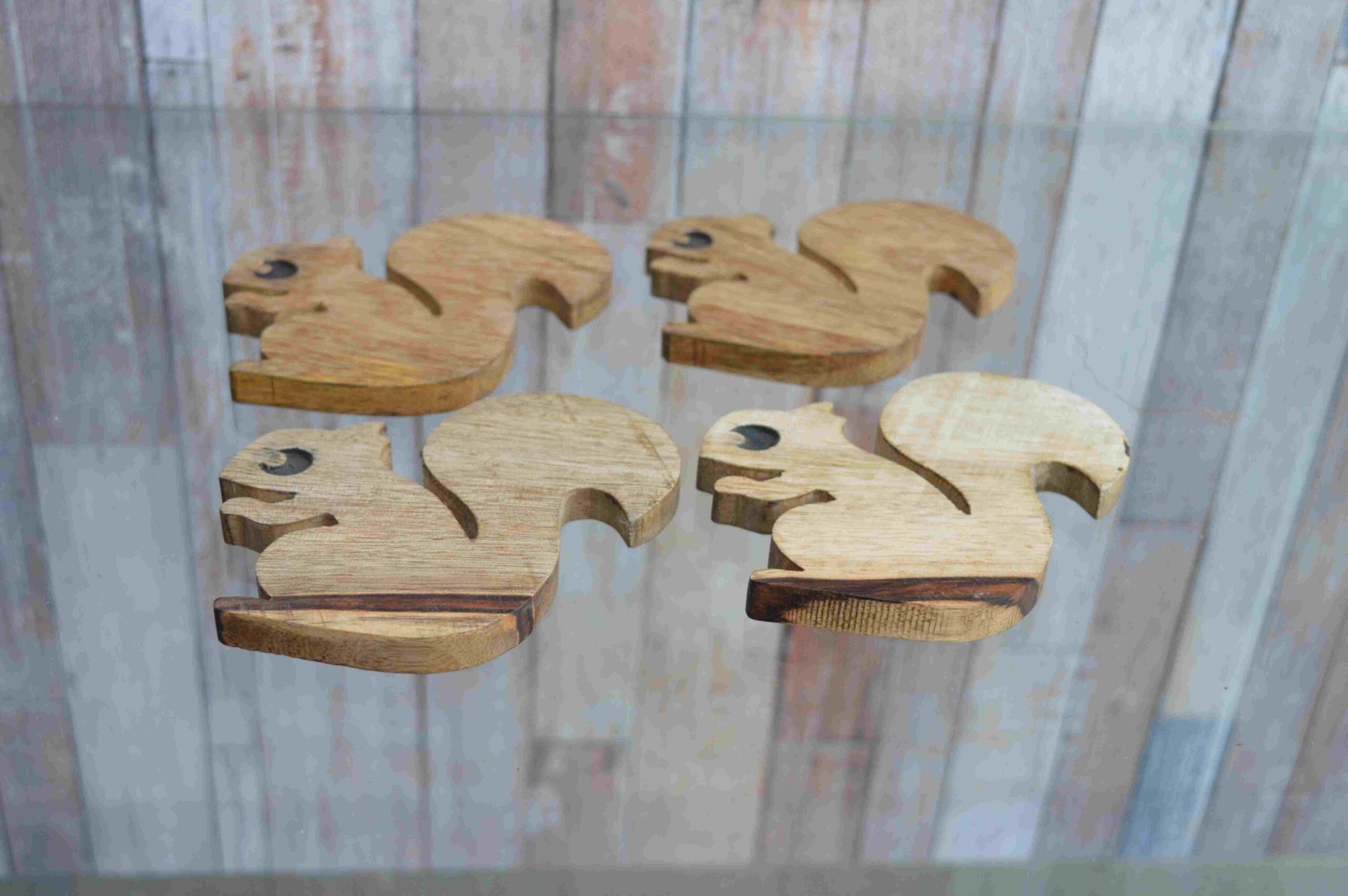 Handcrafted Wooden Squirrel Coaster Set MHCS09